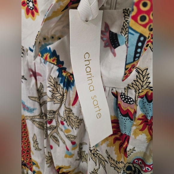 NWT Charina Sarte Strapless Floral Talaia Ribbon Midi Dress - Picture 3 of 8